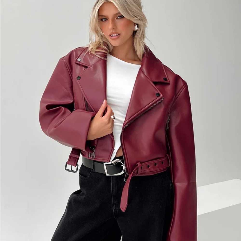 Lioness Deep Red Leather Jacket